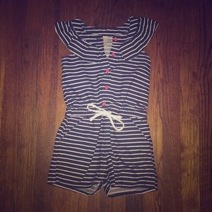Gymboree navy/white stripe 1 piece short romper-5